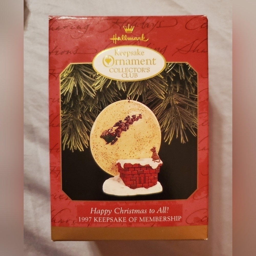 HALLMARK "Happy Christmas to All!" 1997 Collectors Club Ornament